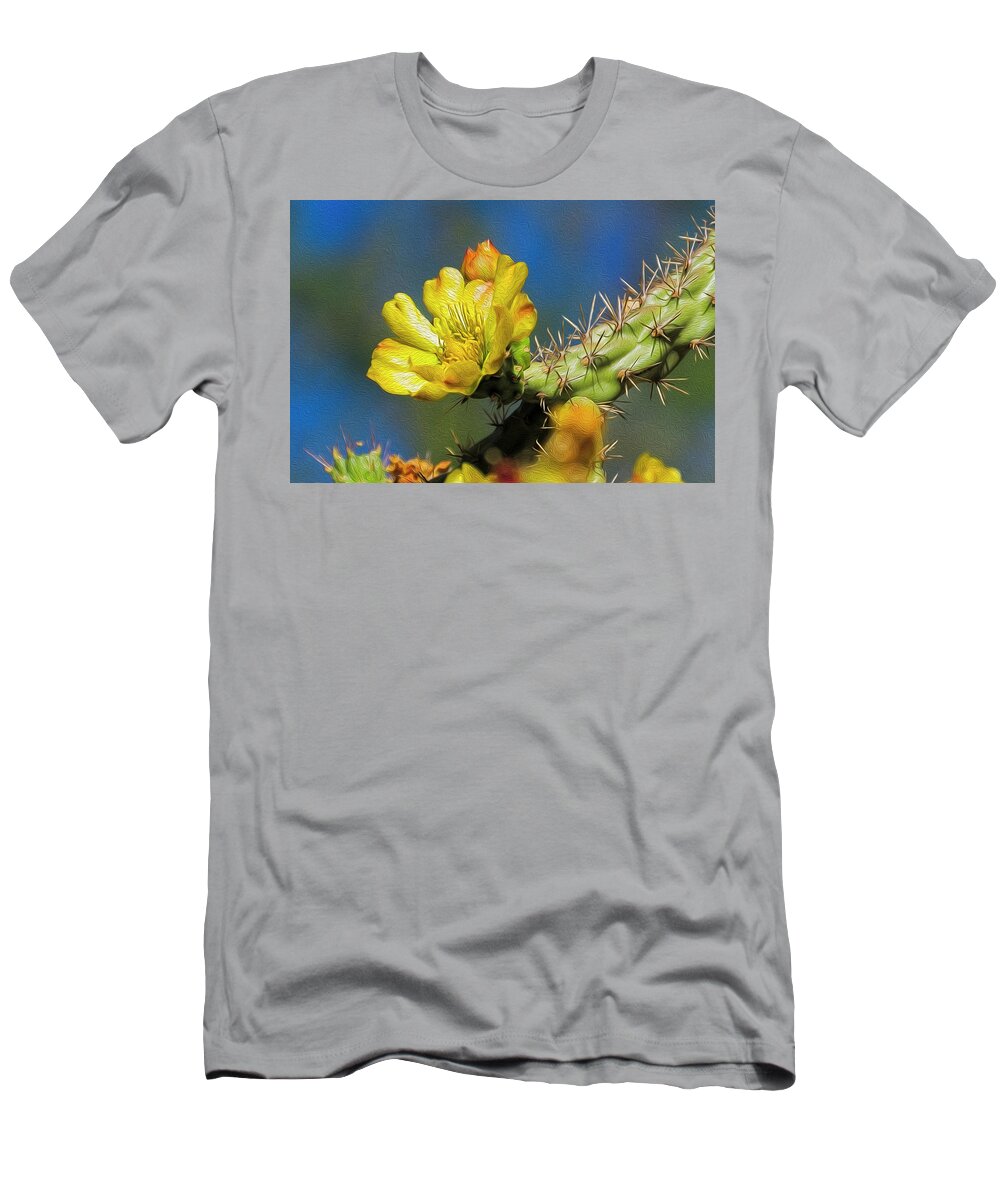 Arizona T-Shirt featuring the photograph Cholla Flower op41 by Mark Myhaver