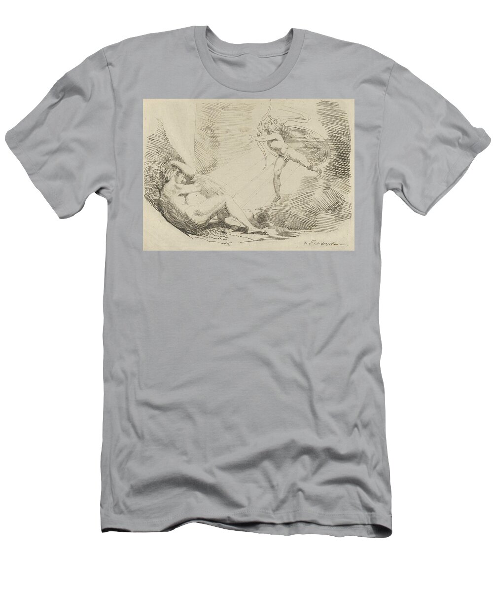 Swiss Art T-Shirt featuring the relief Chrysogone Conceives, in a Ray of Sunshine, Amoretta and Belphoebe by Henry Fuseli