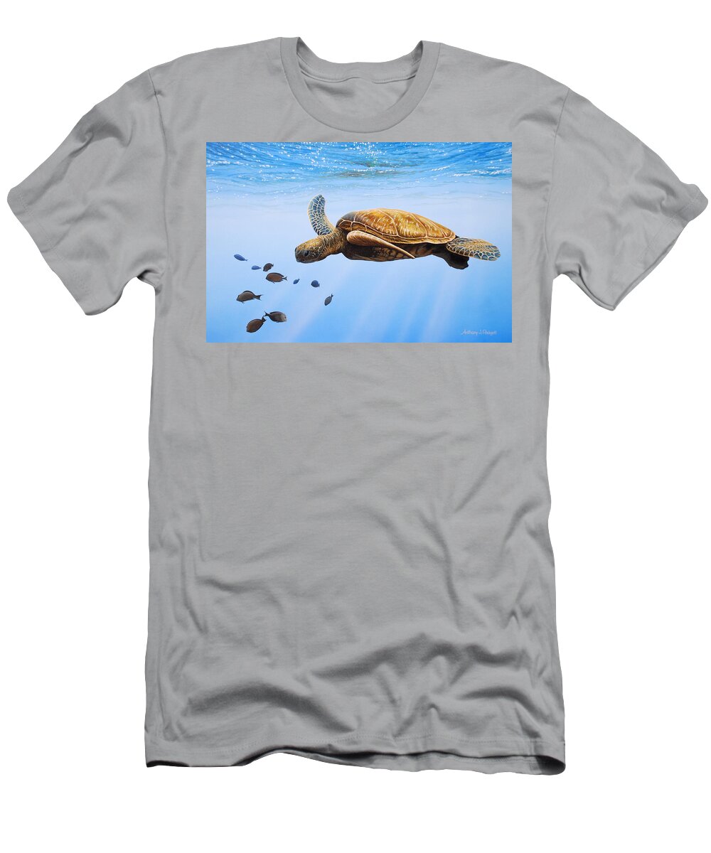 Ocean Life T-Shirt featuring the painting Clear Blue by Anthony Padgett