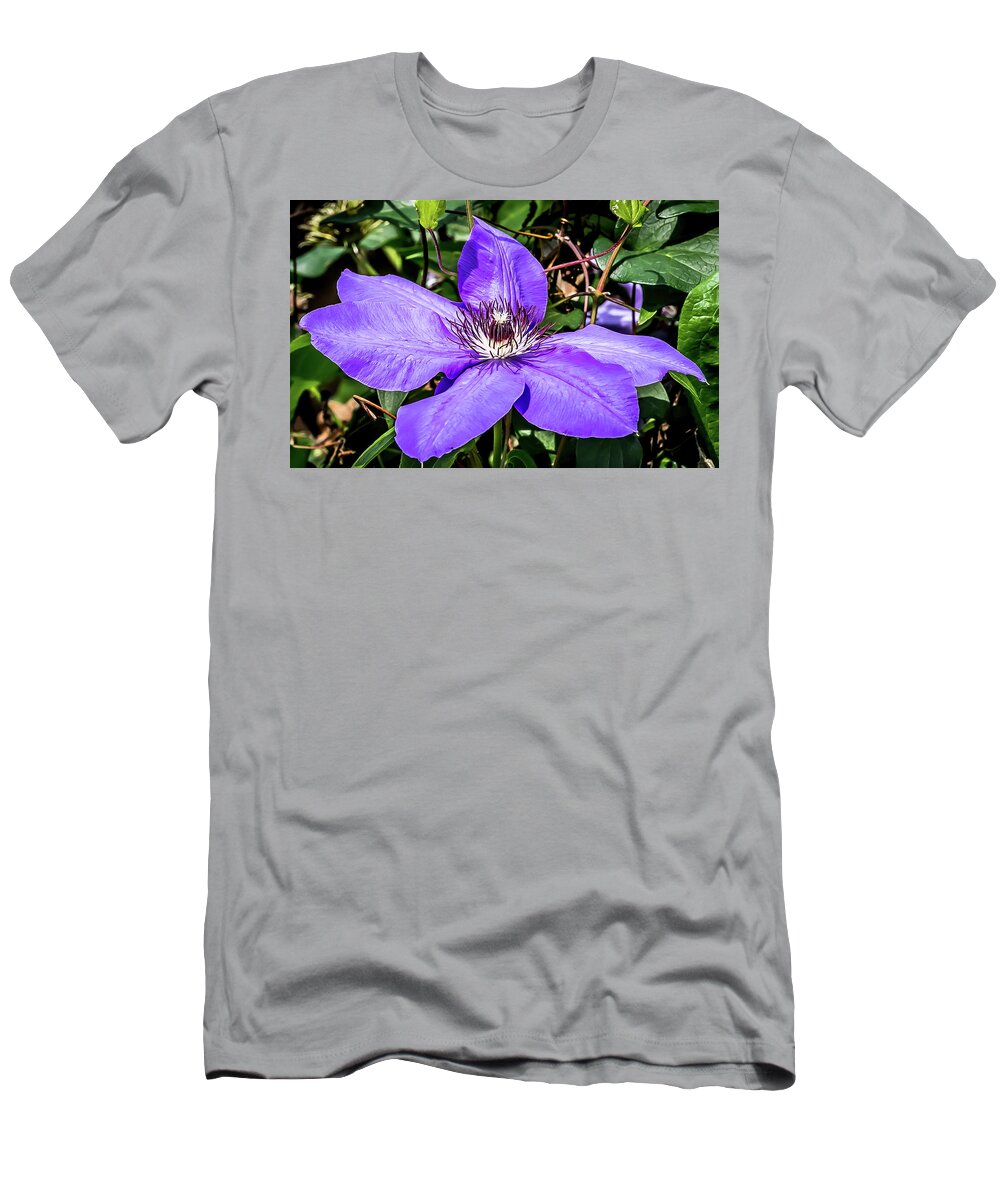Flower T-Shirt featuring the digital art Clematis in Springtime by Ed Stines