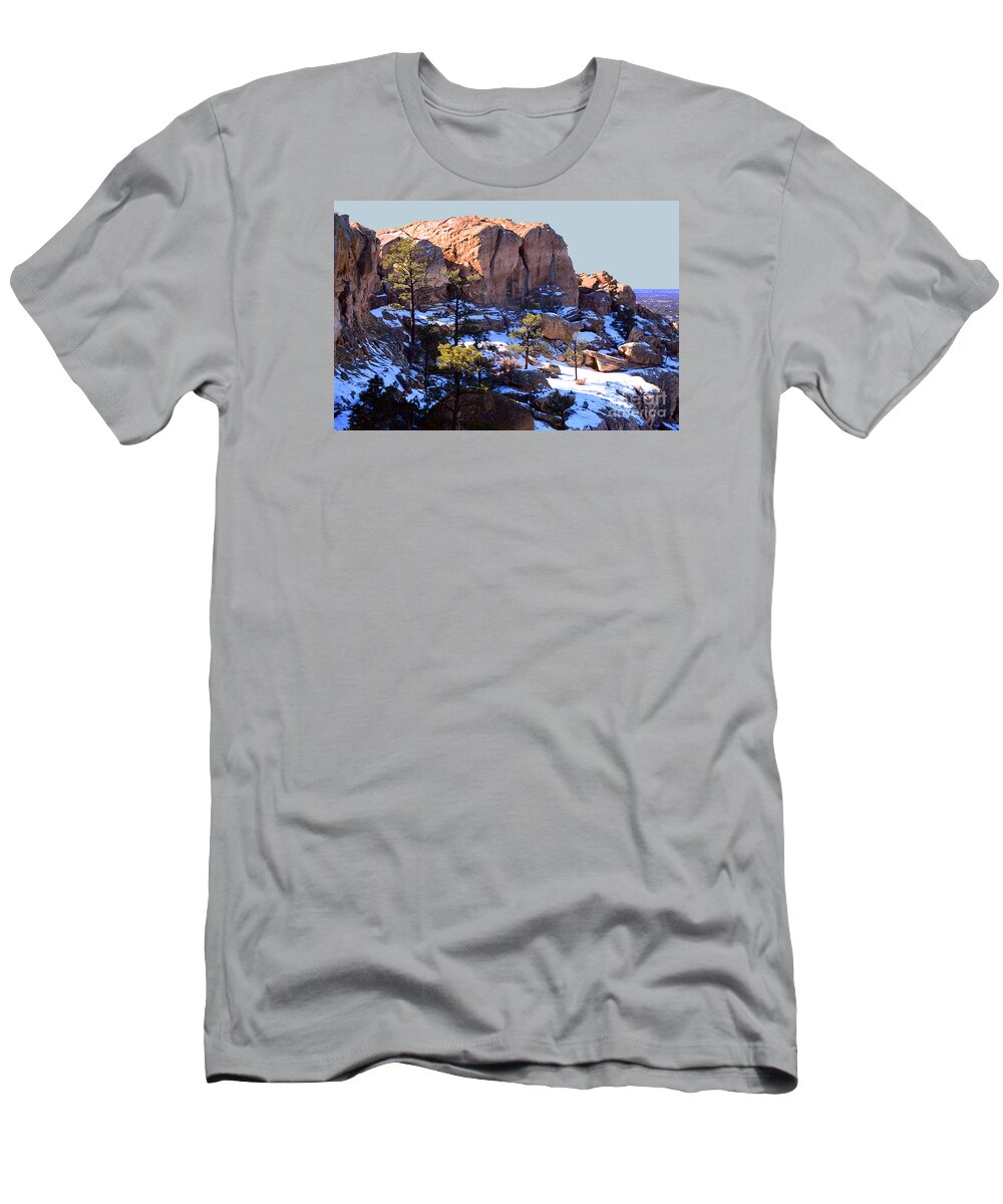 Southwest Landscape T-Shirt featuring the photograph Cliff at El Malpais by Robert WK Clark