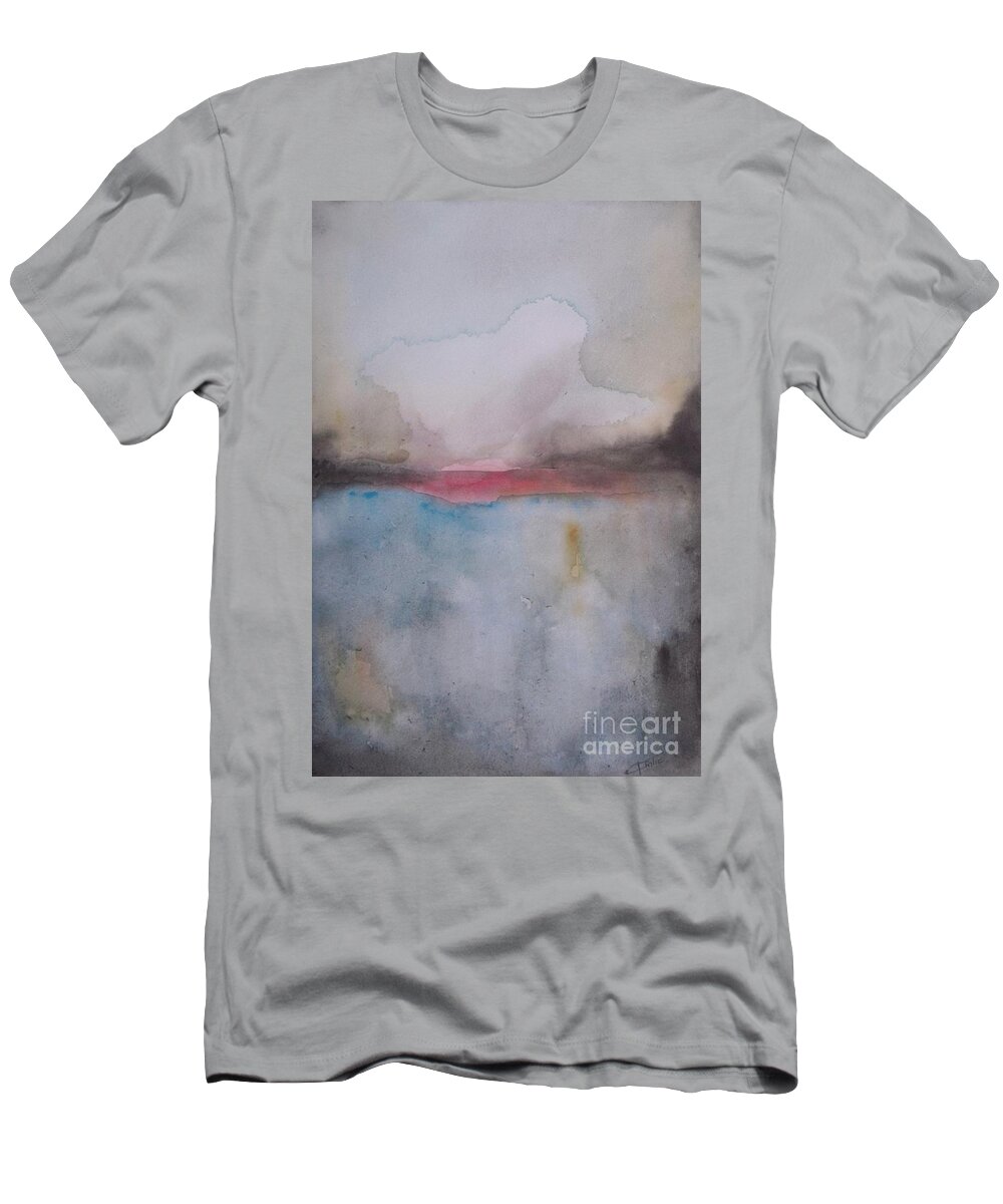 Abstract T-Shirt featuring the painting Cloud Over the Lake by Vesna Antic