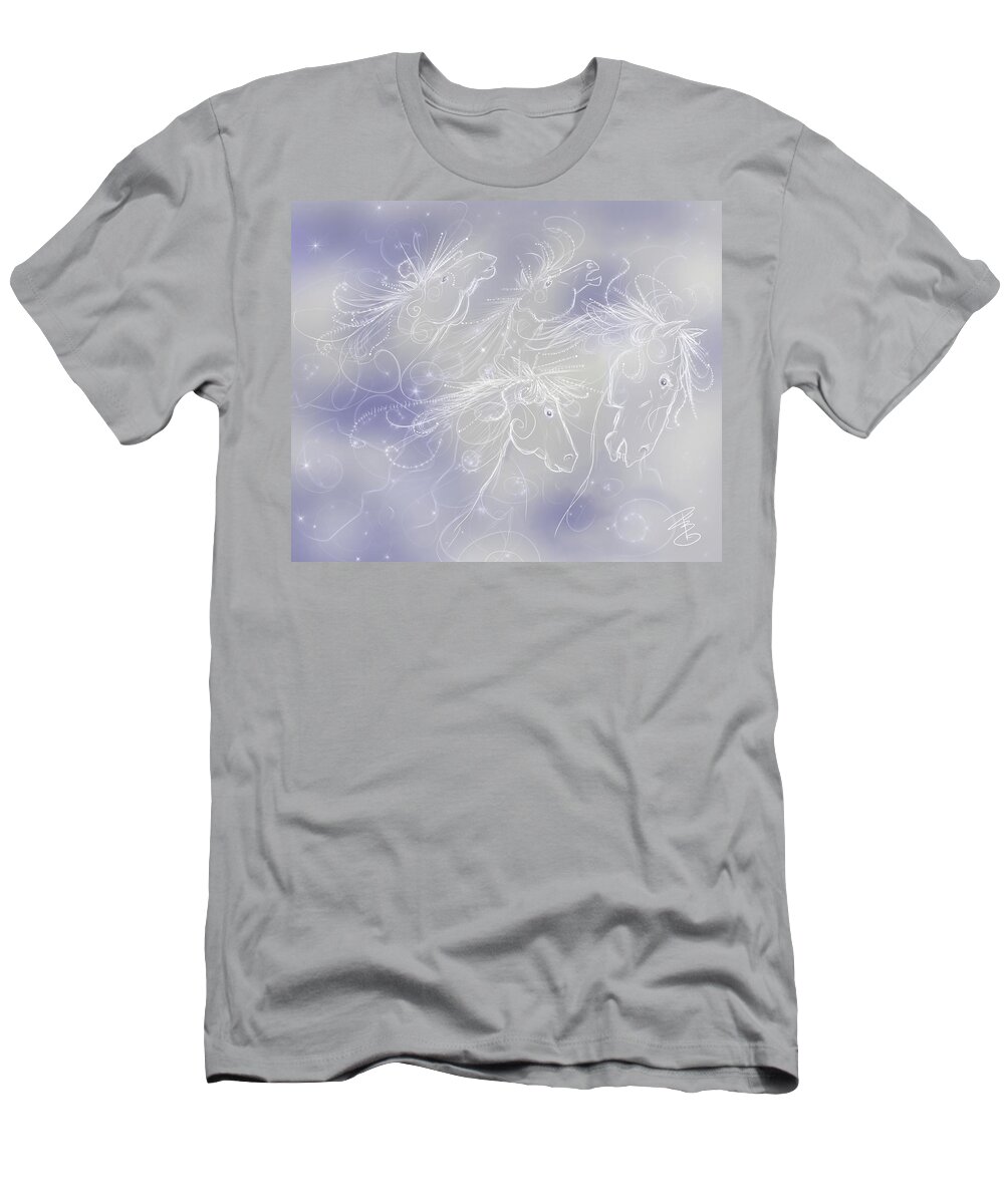 Animal T-Shirt featuring the digital art Cloud horses by Debra Baldwin