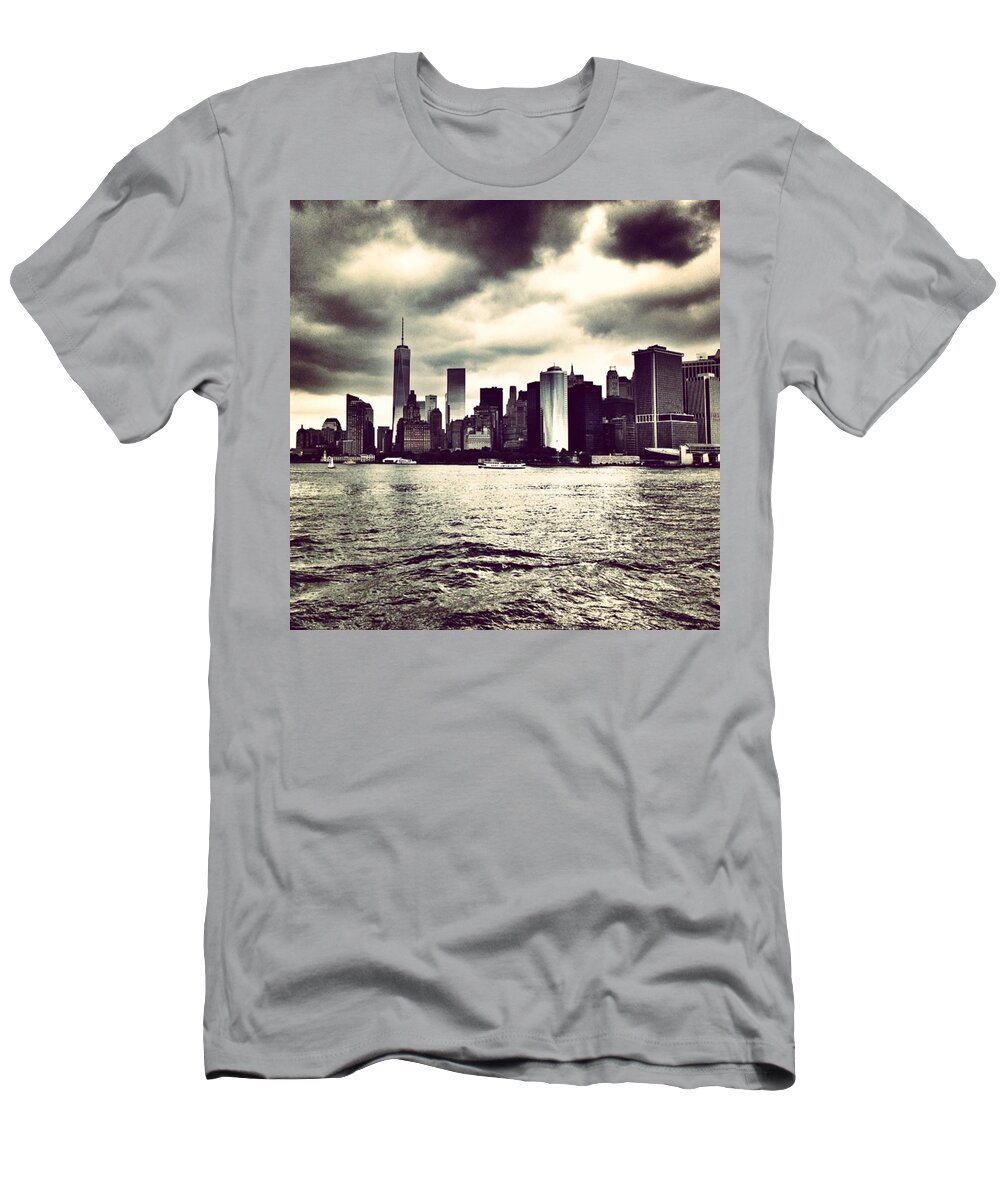 Nyc T-Shirt featuring the photograph Cloudy Day In #nyc by Allan Piper