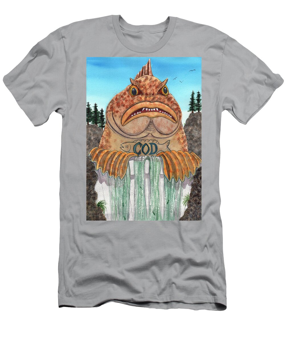 Fish T-Shirt featuring the painting Cod Dam by Catherine G McElroy