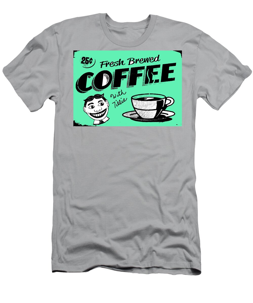 Tillie T-Shirt featuring the painting Coffee with Tillie by Patricia Arroyo