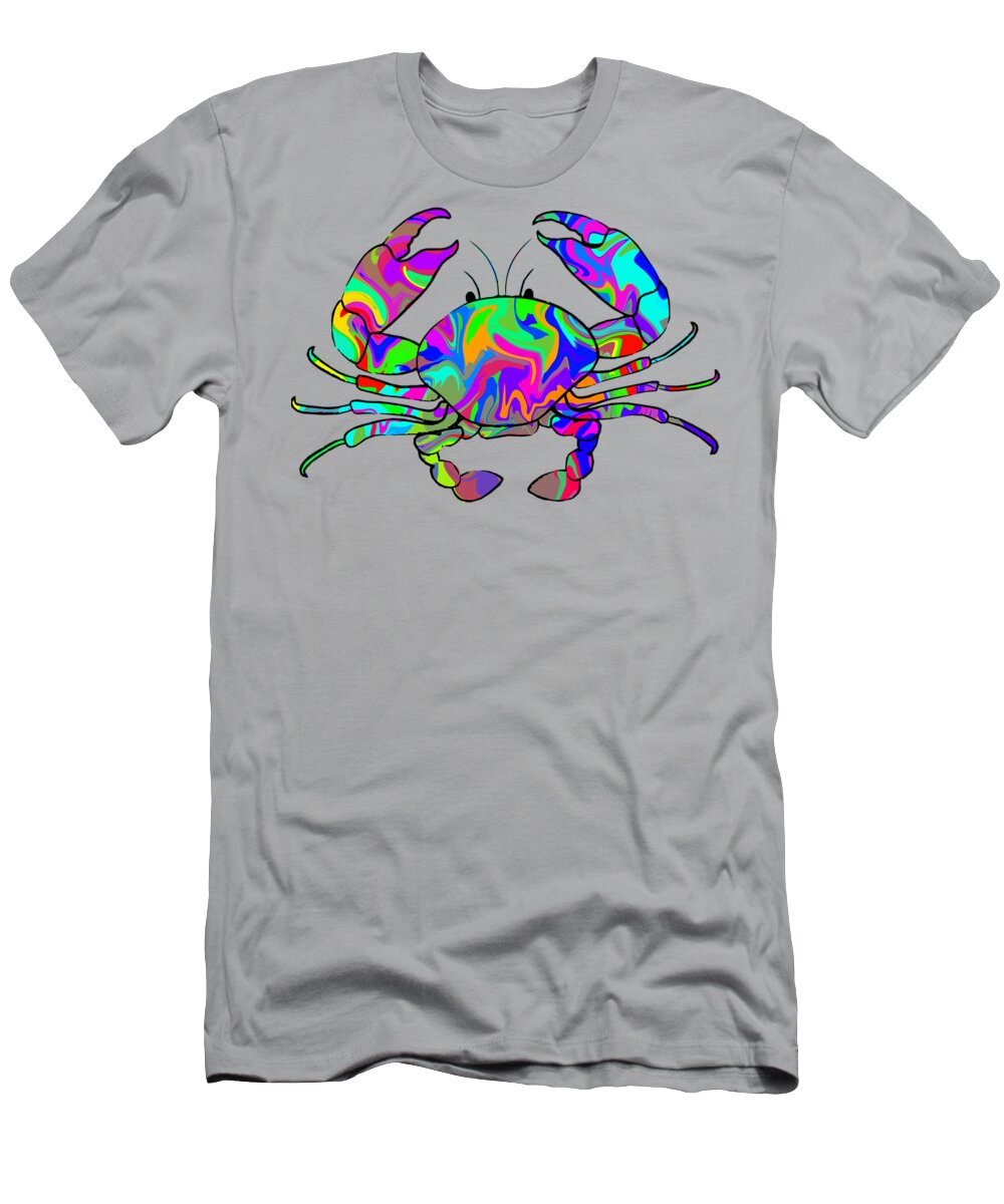 Colourful T-Shirt featuring the digital art Colorful Crab by Chris Butler