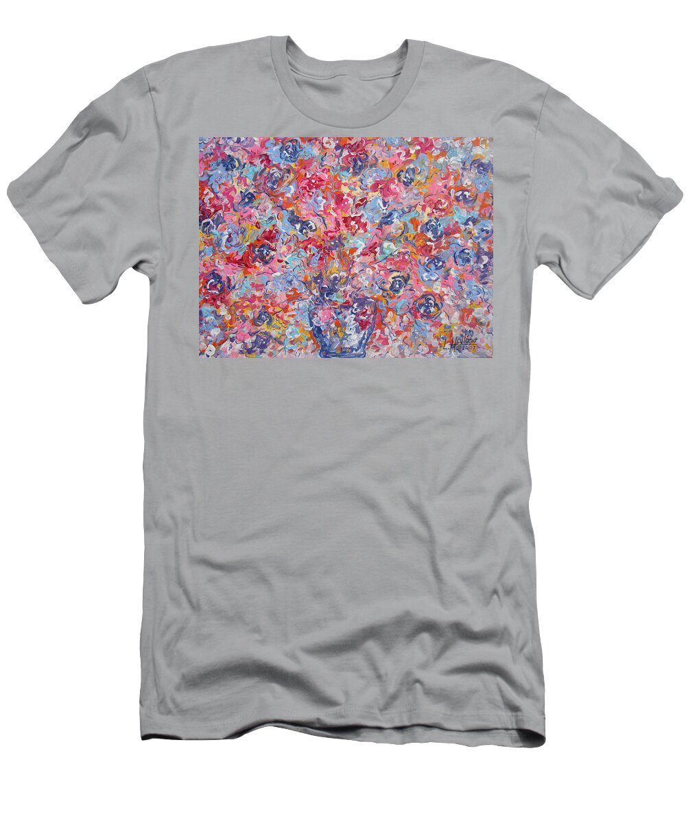 Flowers T-Shirt featuring the painting Colorful floral Bouquet. by Leonard Holland