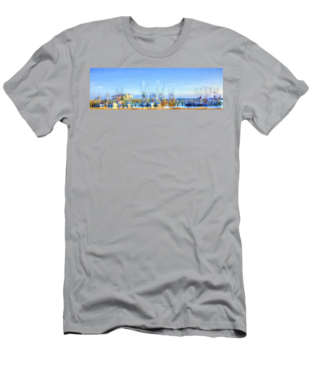 Colorful Shrimp Boat T-Shirt featuring the photograph Colorful Shrimp Boat Harbor Pass Christian MS by Rebecca Korpita