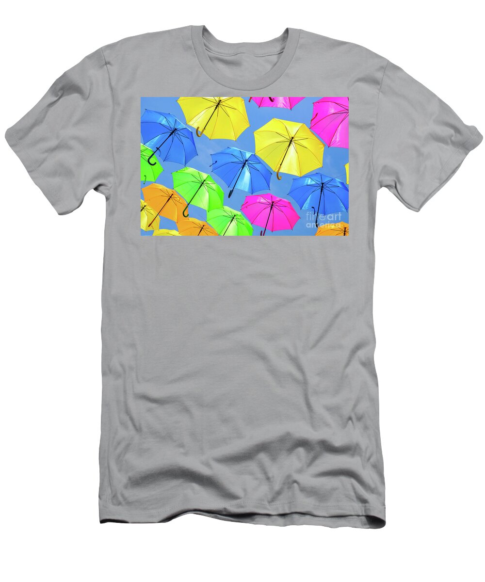 Umbrellas T-Shirt featuring the photograph Colorful Umbrellas III by Raul Rodriguez