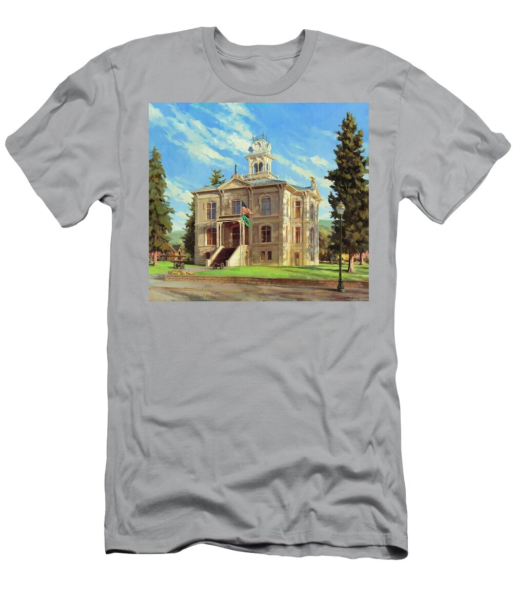 Courthouse T-Shirt featuring the painting Columbia County Courthouse by Steve Henderson
