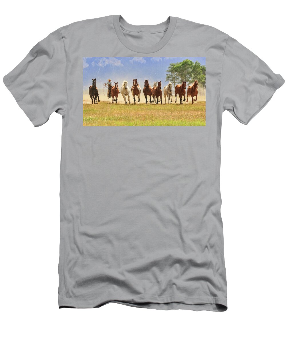 Horses T-Shirt featuring the photograph Coming At You by Jack Bell