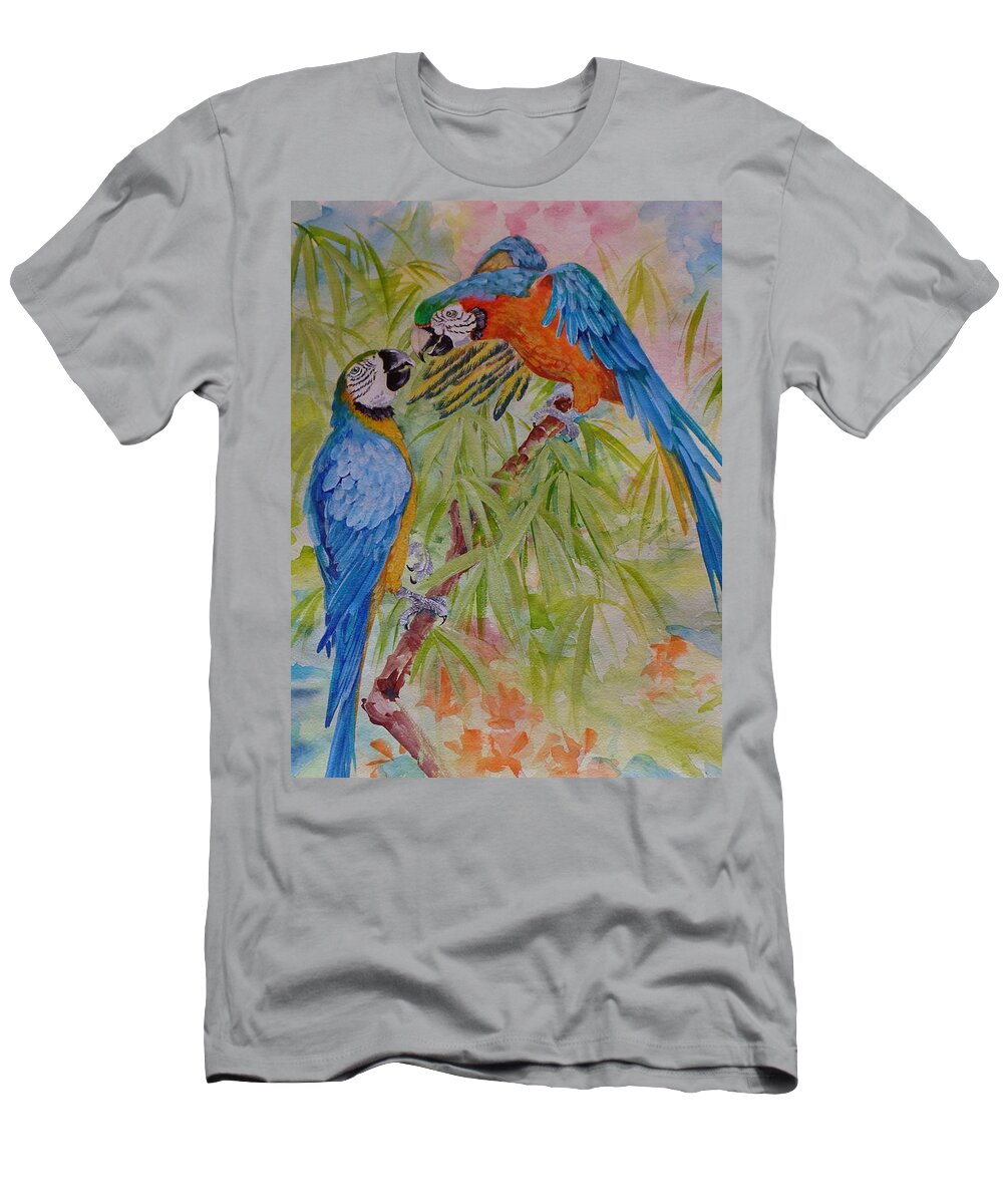 Parrots T-Shirt featuring the painting Conversation with Jackie by Summer Celeste