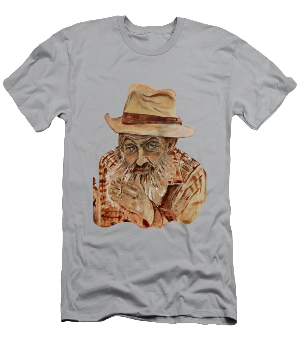 Popcorn Sutton T-shirts T-Shirt featuring the painting Coppershine Popcorn Bust - T-shirt Transparency by Jan Dappen