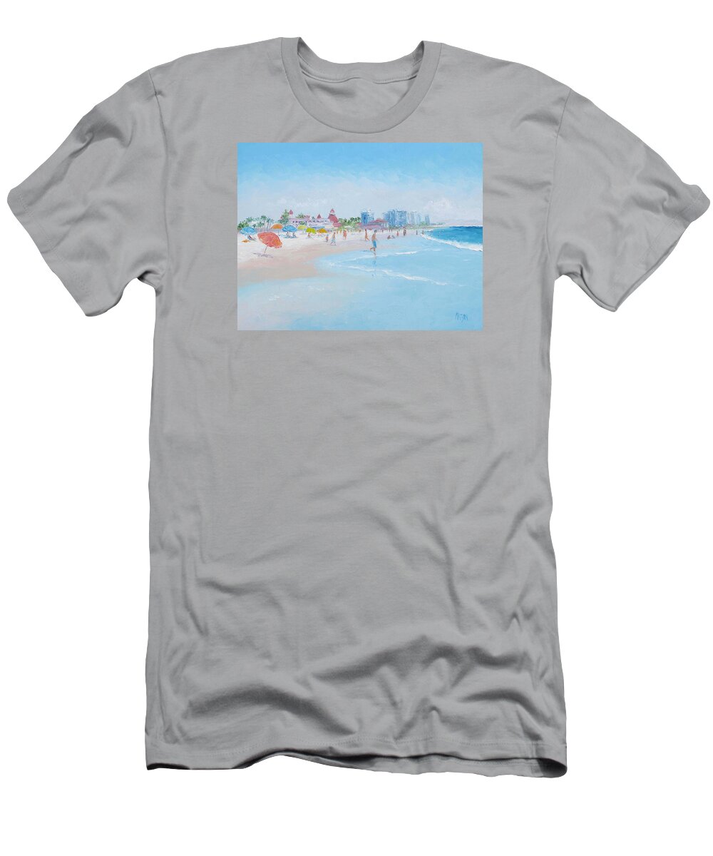 Beach T-Shirt featuring the painting Coronado Beach San Diego by Jan Matson