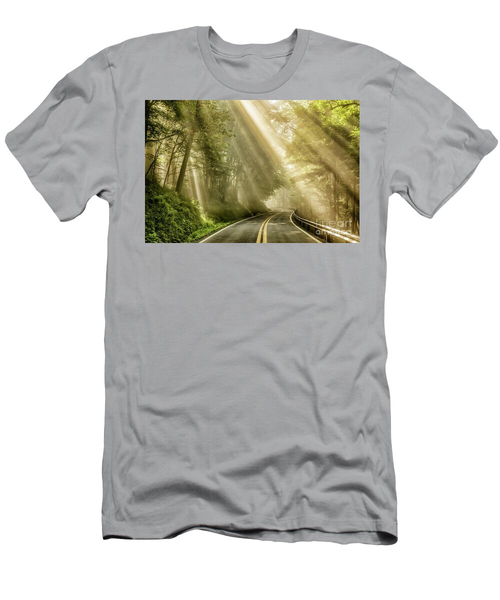 Sun Rays T-Shirt featuring the photograph Country Road Rays of Light by Thomas R Fletcher