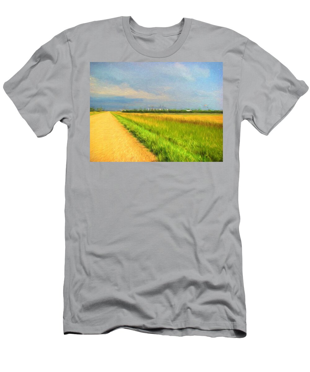 Road T-Shirt featuring the digital art Country Roads by Cathy Anderson