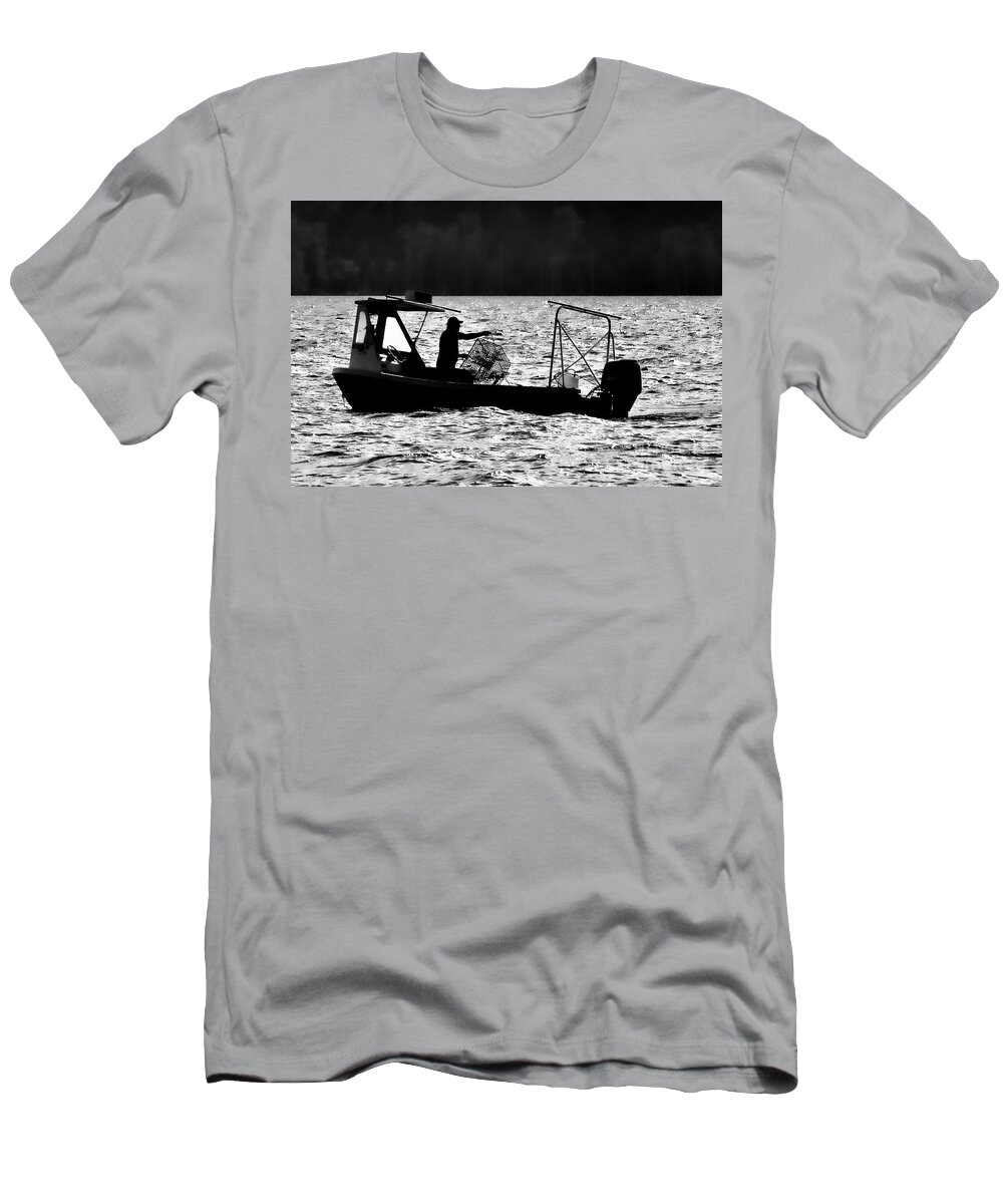 Boat T-Shirt featuring the photograph Crabbing on the Pamlico by Randy Rogers