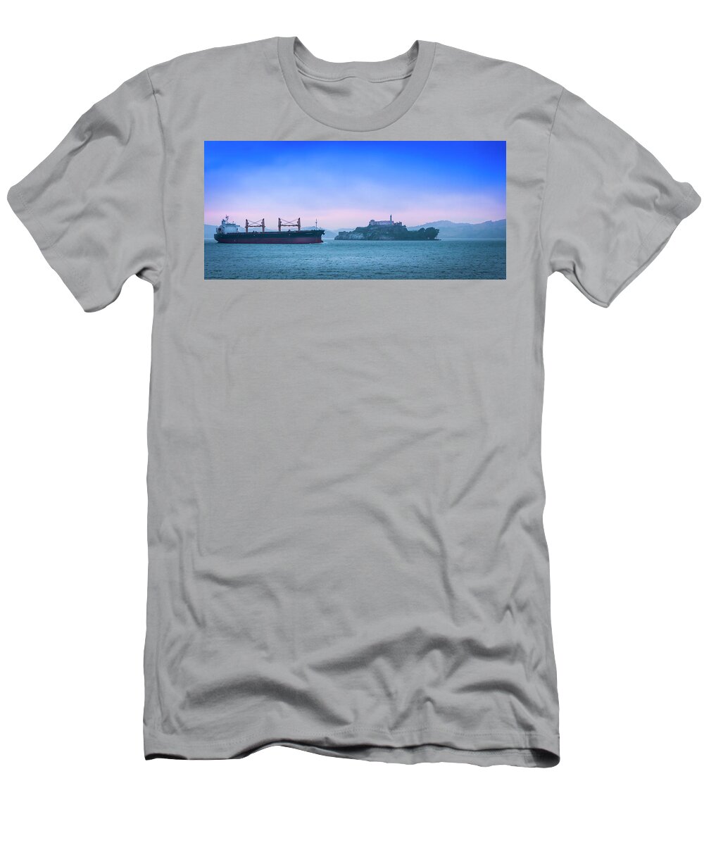 Boats T-Shirt featuring the photograph Crossing Alcatraz by Daniel Murphy