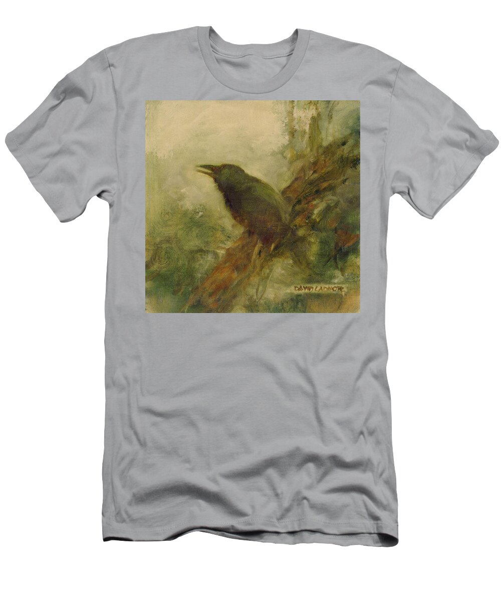 Crow T-Shirt featuring the painting Crow 14 by David Ladmore