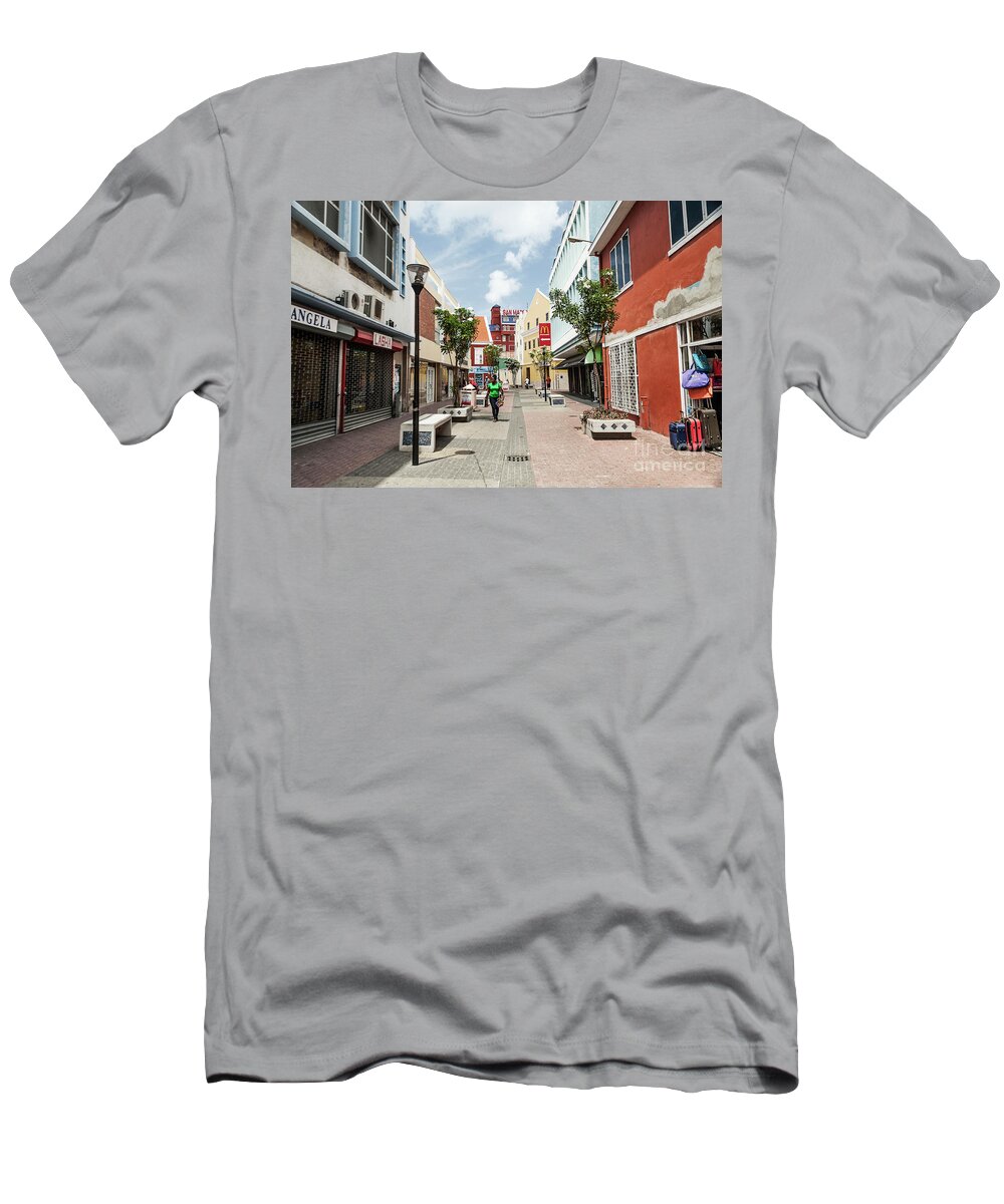 Street T-Shirt featuring the photograph Curacao Street by Kathy Strauss