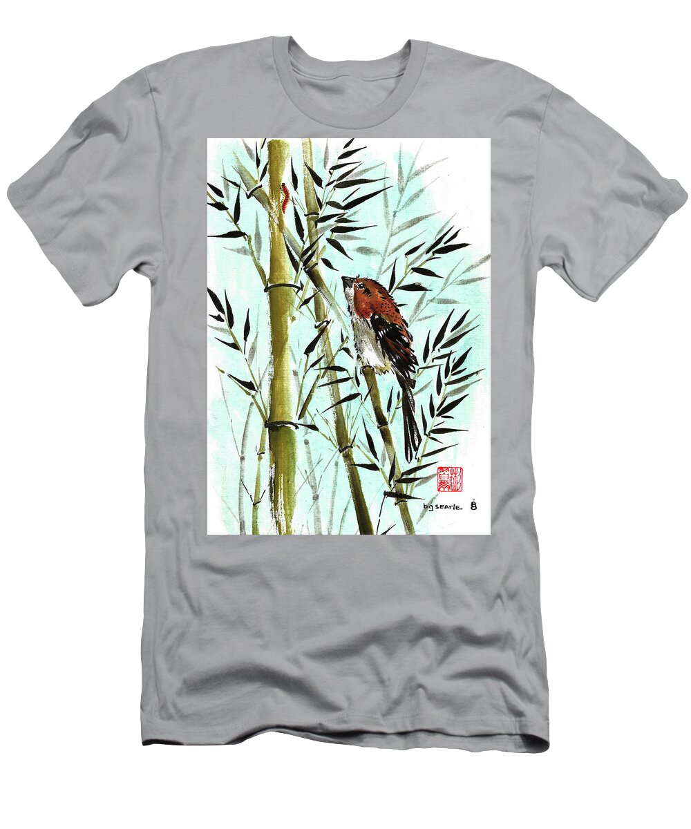 Chinese Brush Painting T-Shirt featuring the painting Curiosity by Bill Searle
