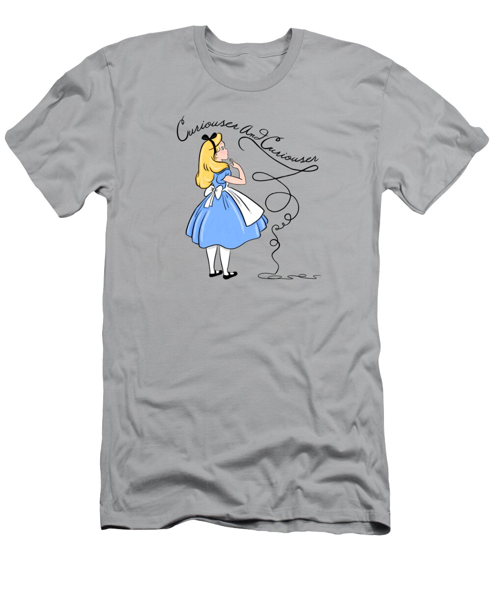 Painting T-Shirt featuring the painting Curiouser And Curiouser Said Alice by Little Bunny Sunshine
