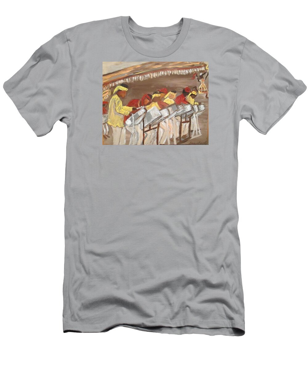 Carnival T-Shirt featuring the painting Curry Tabanca, Panorama Finals by Jennylynd James