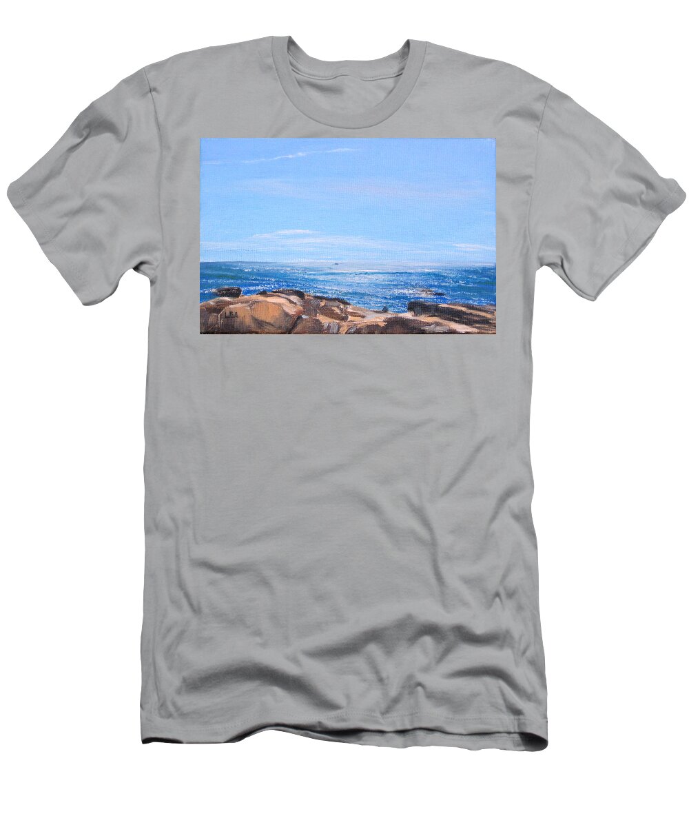 Seascape T-Shirt featuring the painting Dancing Light by Lea Novak