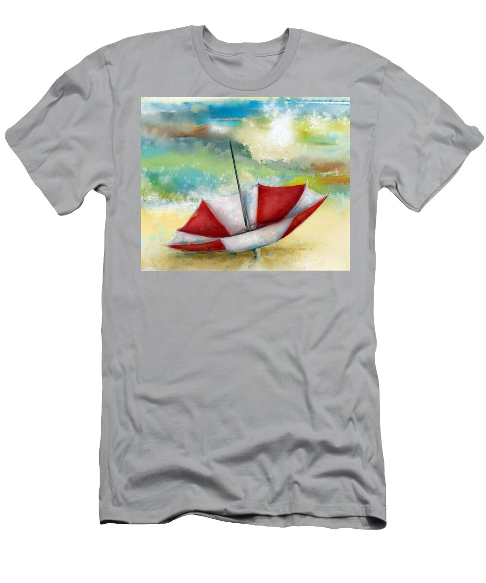 Watercolors T-Shirt featuring the painting Day at the beach by Mark Tonelli