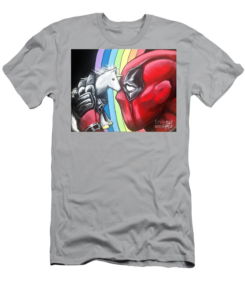 Deadpool T-Shirt featuring the painting Deadpool self Love by Tyler Haddox