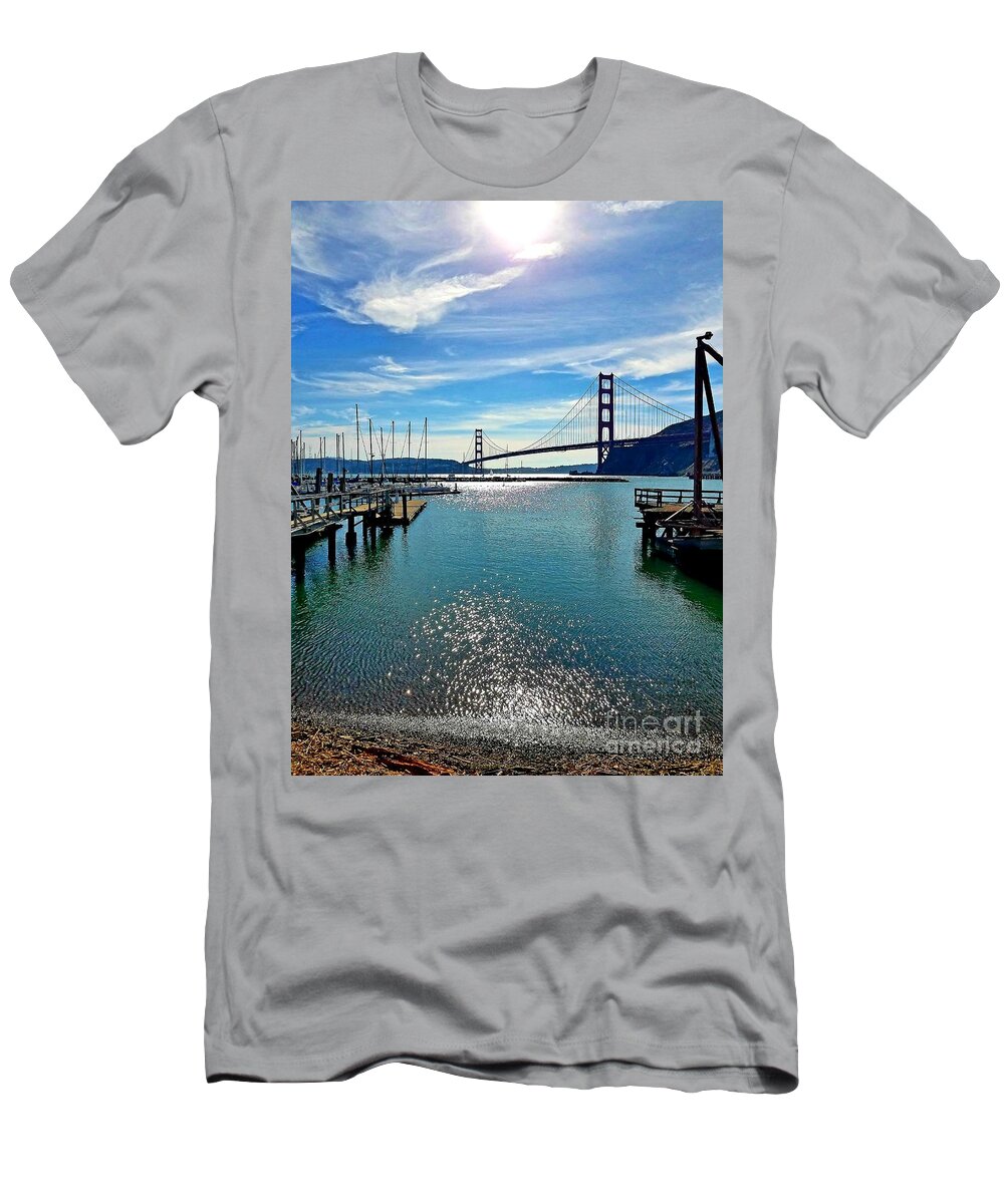 Golden Gate Bridge T-Shirt featuring the photograph December Golden Gate Bridge by Artist Linda Marie
