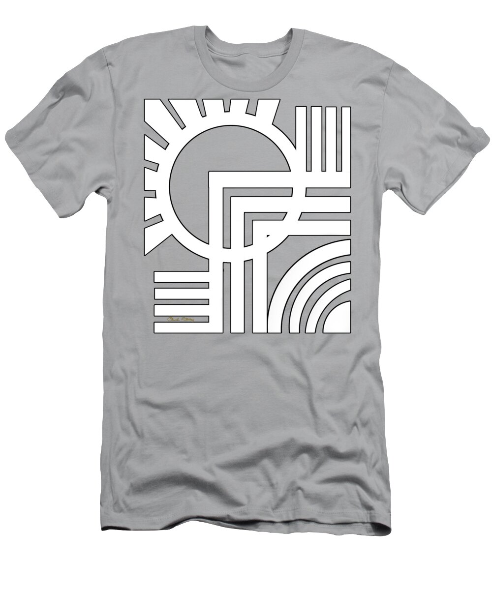 Deco Design White T-Shirt featuring the digital art Deco Design White by Chuck Staley