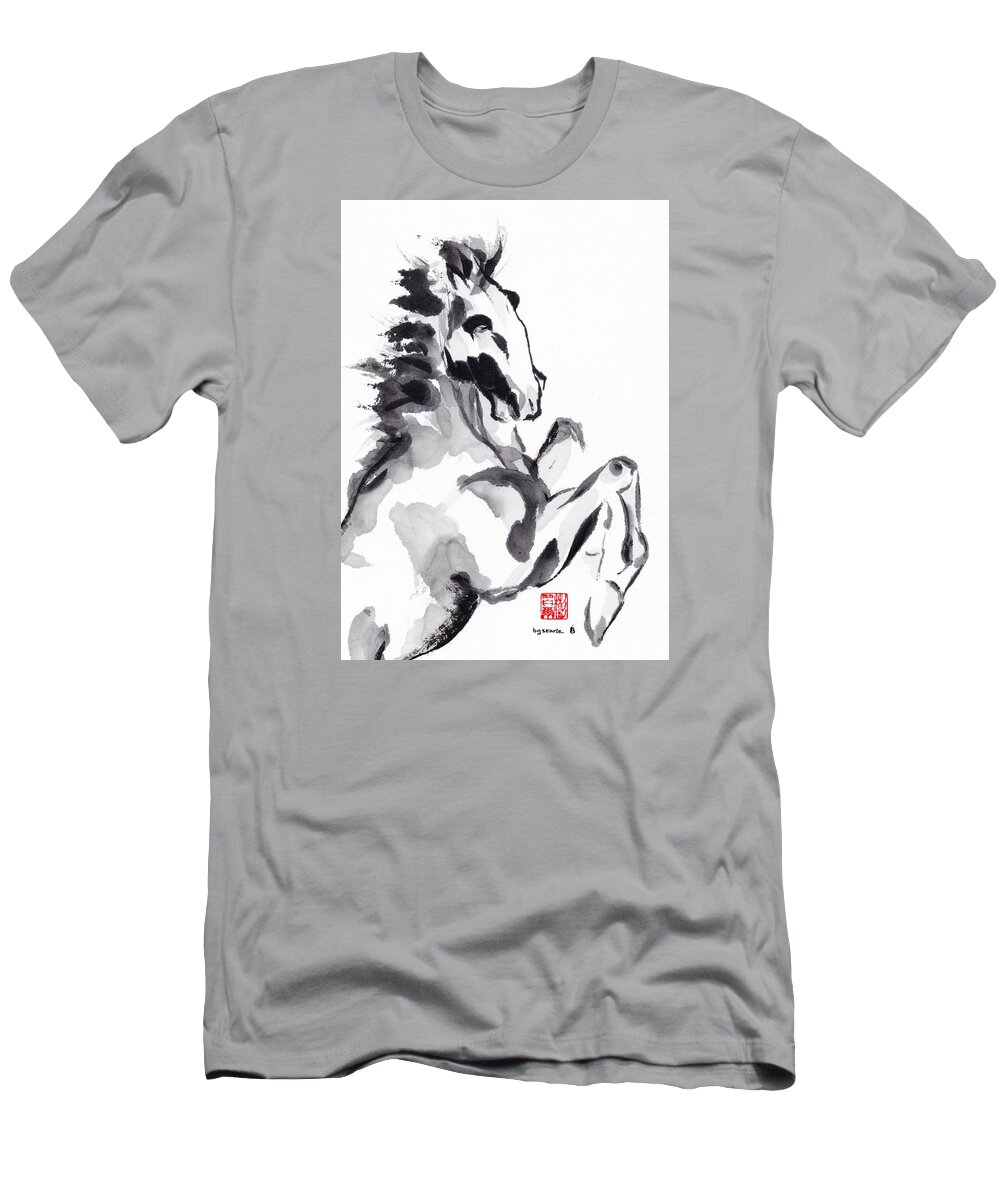 Chinese Brush Painting T-Shirt featuring the painting Defender by Bill Searle