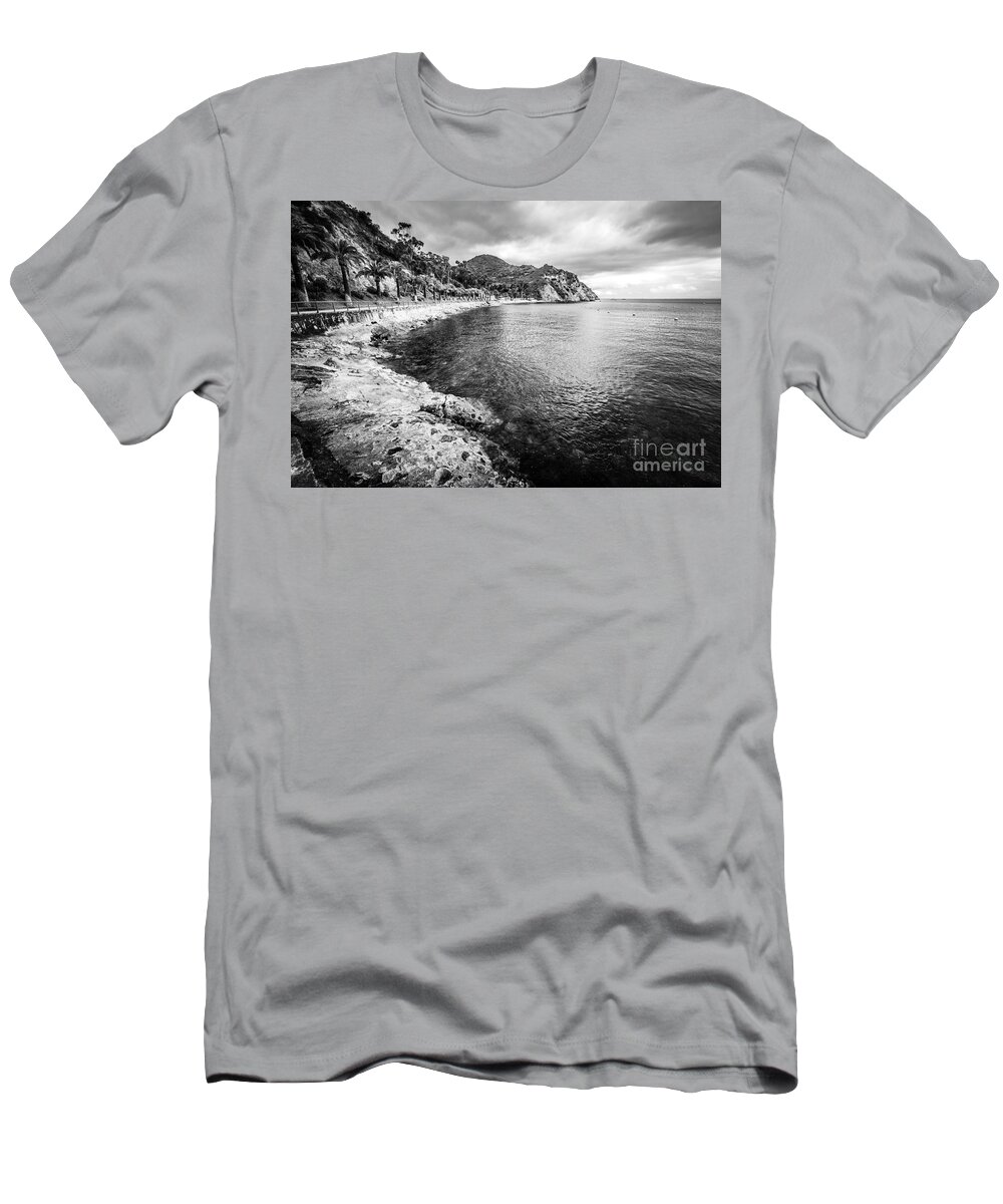 America T-Shirt featuring the photograph Descanso Bay Black and White Photo by Paul Velgos