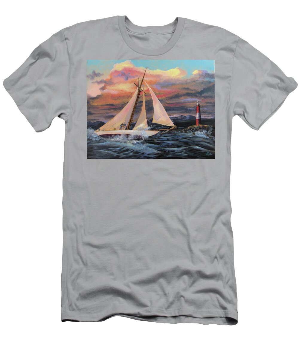 Sailing T-Shirt featuring the painting Desperate Reach by David Bader