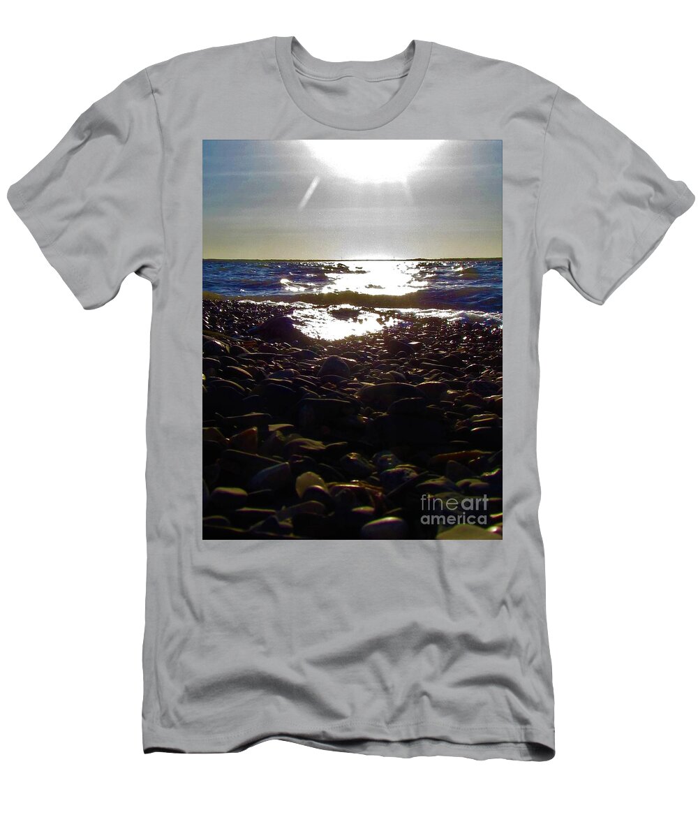 Photograph T-Shirt featuring the photograph Devil's Lake Rocky Shores North Dakota by Delynn Addams