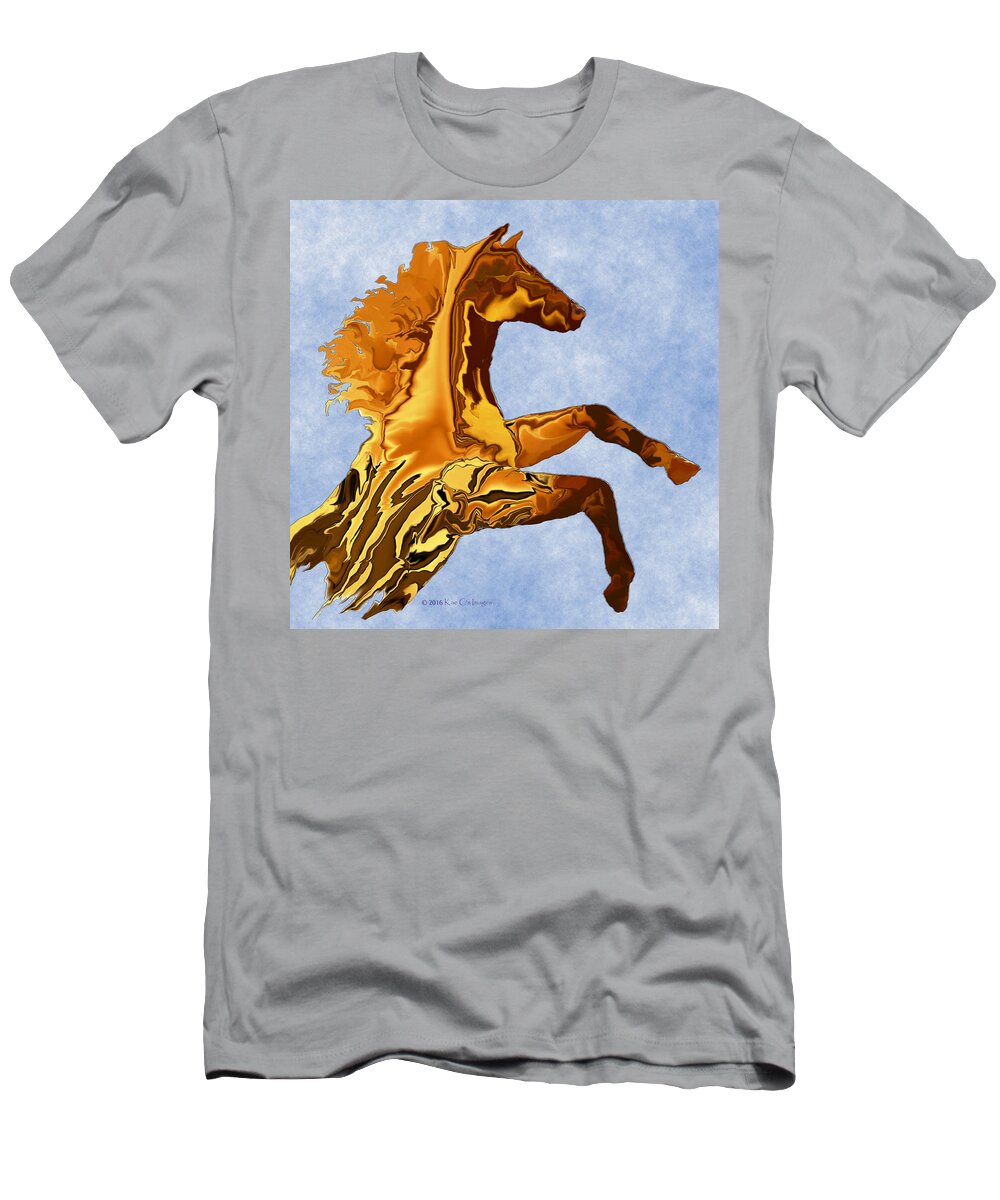 Horse T-Shirt featuring the digital art Montana Horse 2 square by Kae Cheatham