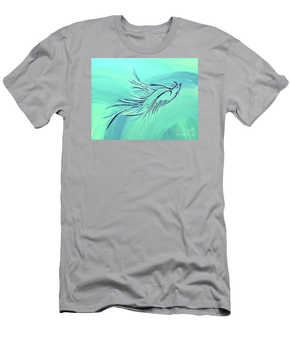 Bird Blue T-Shirt featuring the painting Divinity by Jilian Cramb - AMothersFineArt