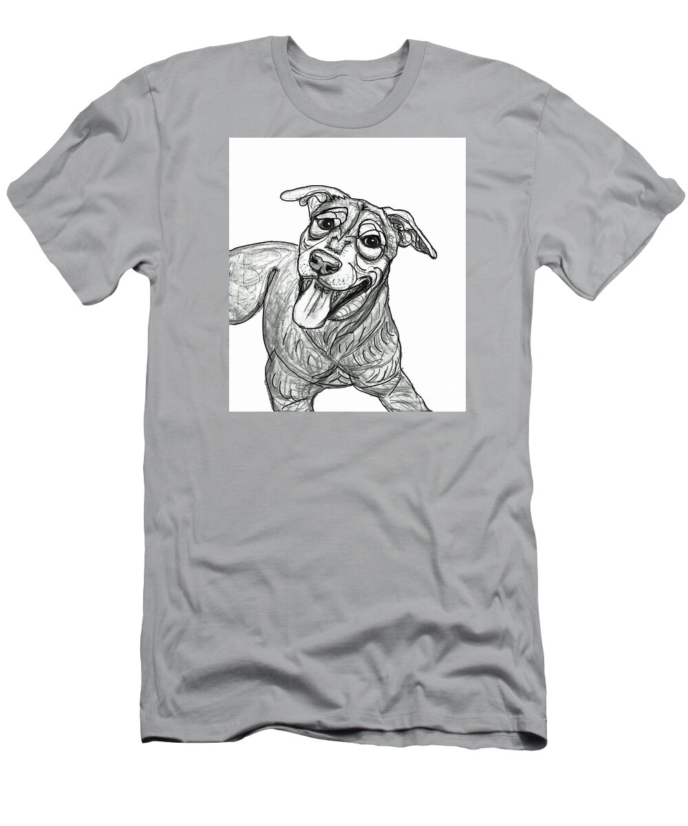 Dog T-Shirt featuring the digital art Dog Sketch in Charcoal 5 by Ania M Milo