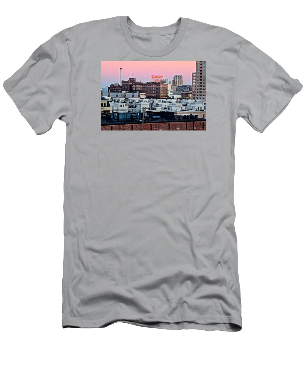 Domino T-Shirt featuring the photograph Domino Sugar Baltimore by Frozen in Time Fine Art Photography