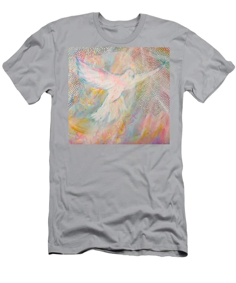 Dove T-Shirt featuring the painting Dove Detail from Immaculate Conception by Anne Cameron Cutri