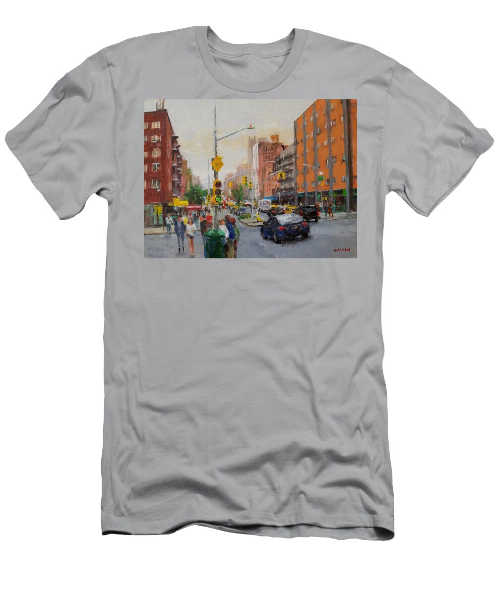 Landscape T-Shirt featuring the painting Downtown on Seventh No. 1 by Peter Salwen