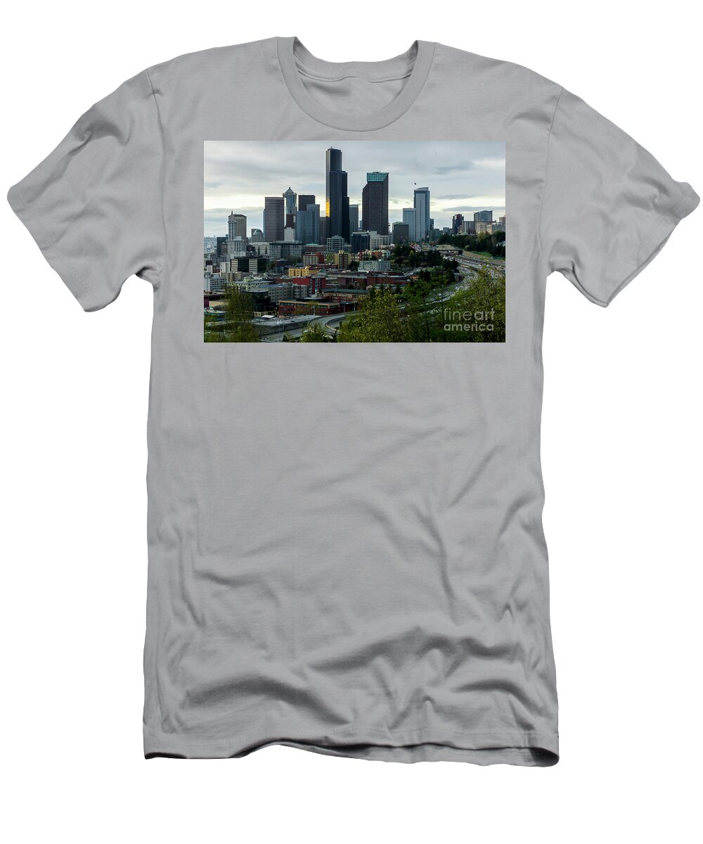 Seattle Skyline T-Shirt featuring the photograph Downtown Seattle,Washington by Sal Ahmed