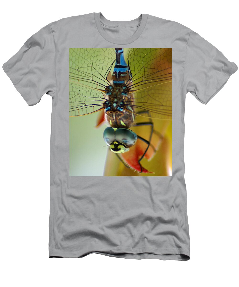 Dragonfly T-Shirt featuring the photograph Dragonfly in Thought by Ben Upham III