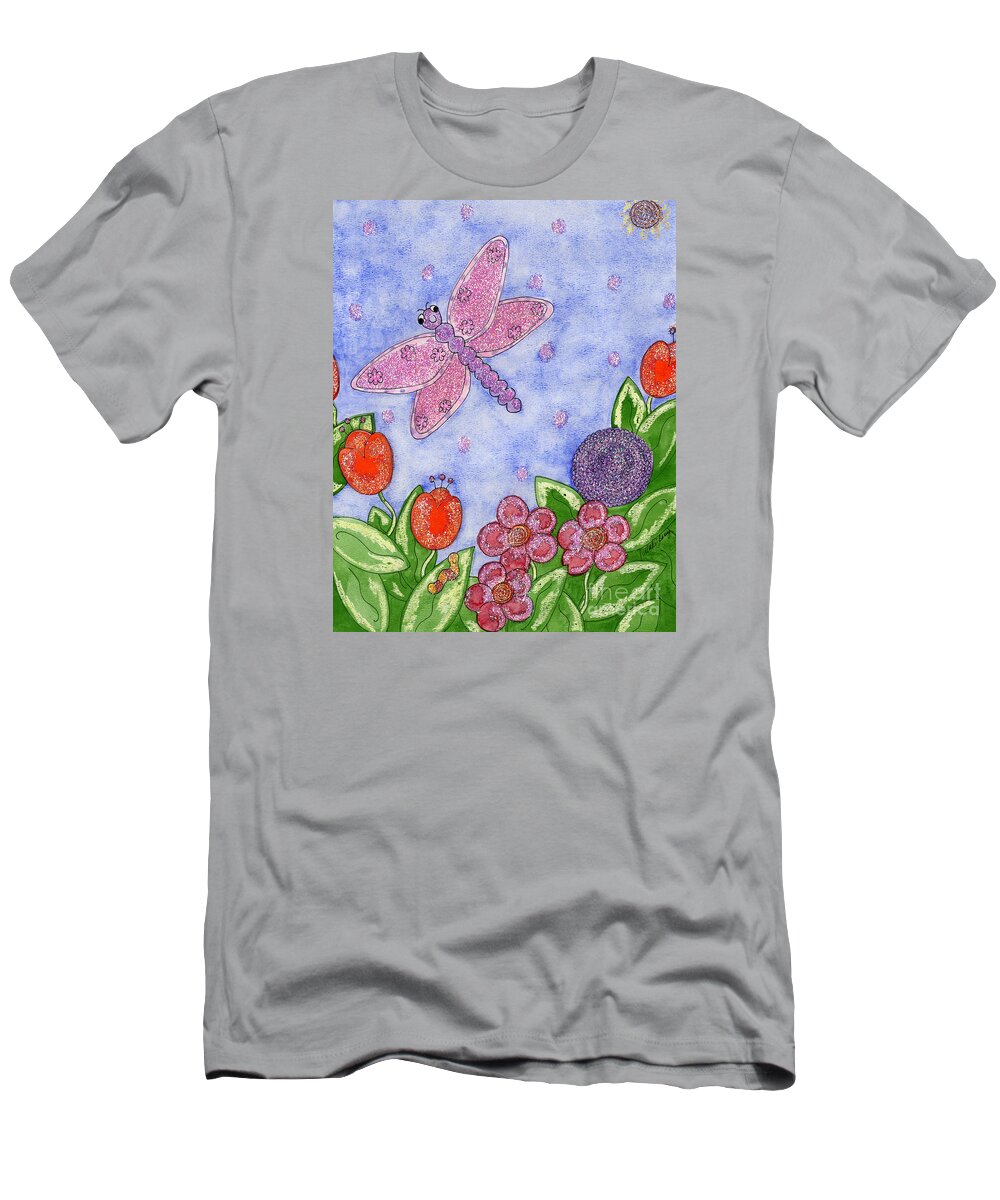 Children's Art T-Shirt featuring the painting Dragonfly by Vicki Baun Barry