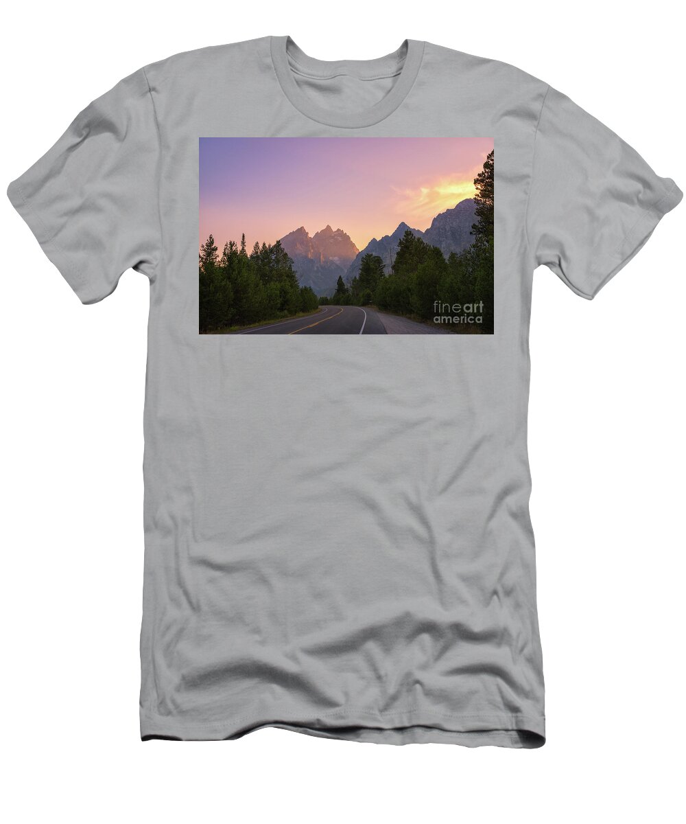Driving Thru T-Shirt featuring the photograph Driving Through The Tetons by Michael Ver Sprill