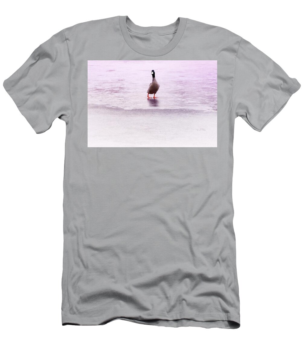Duck T-Shirt featuring the photograph Duck And Ice 2 by Jaroslav Buna