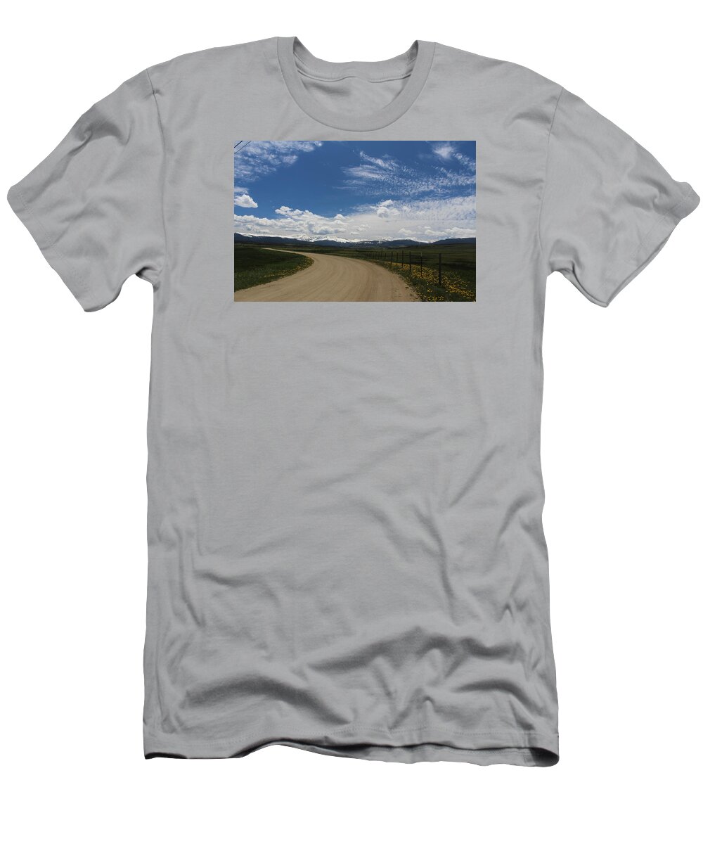 Sky T-Shirt featuring the photograph Dusty Road by Suzanne Lorenz