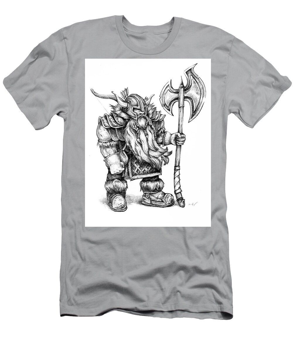 Dwarf T-Shirt featuring the drawing Dwarf by Aaron Spong